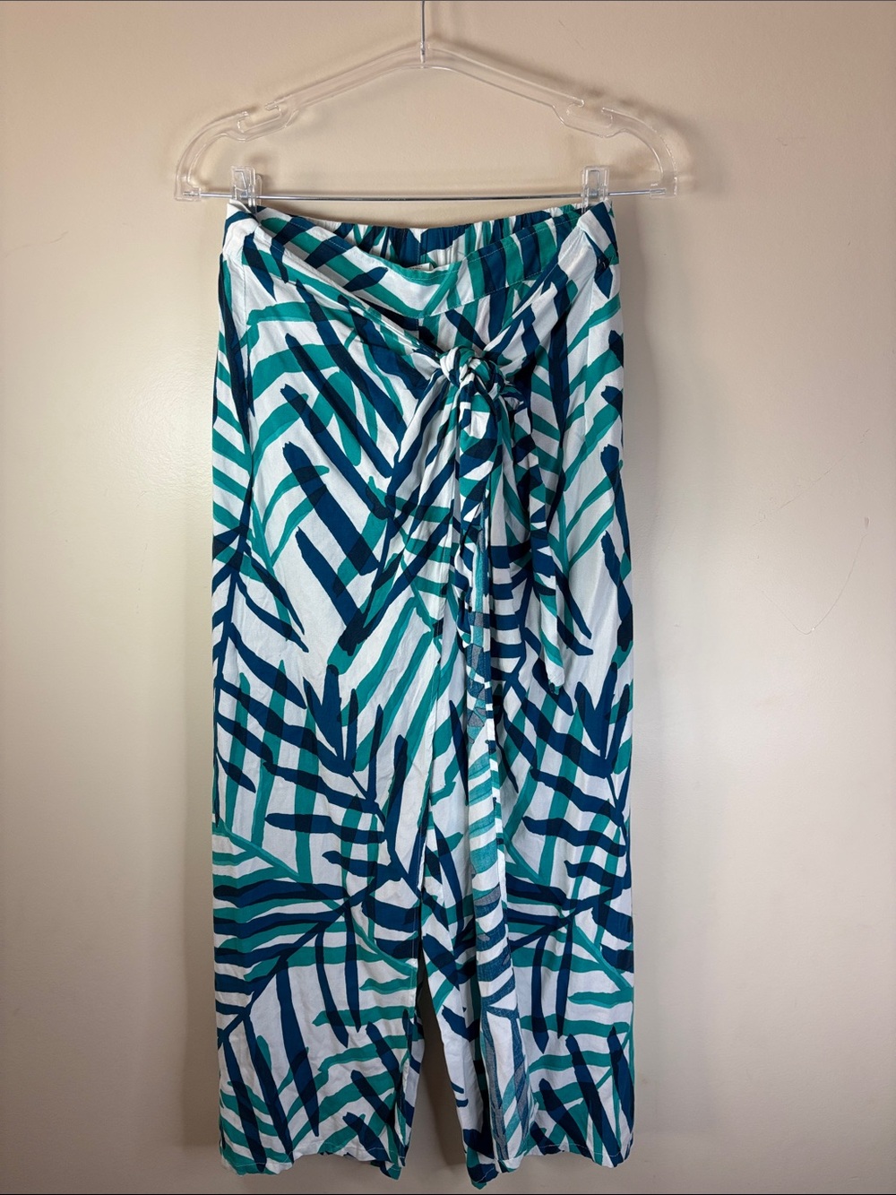 La Blanca Blue and Teal Tropical Swim Sarong Pants
